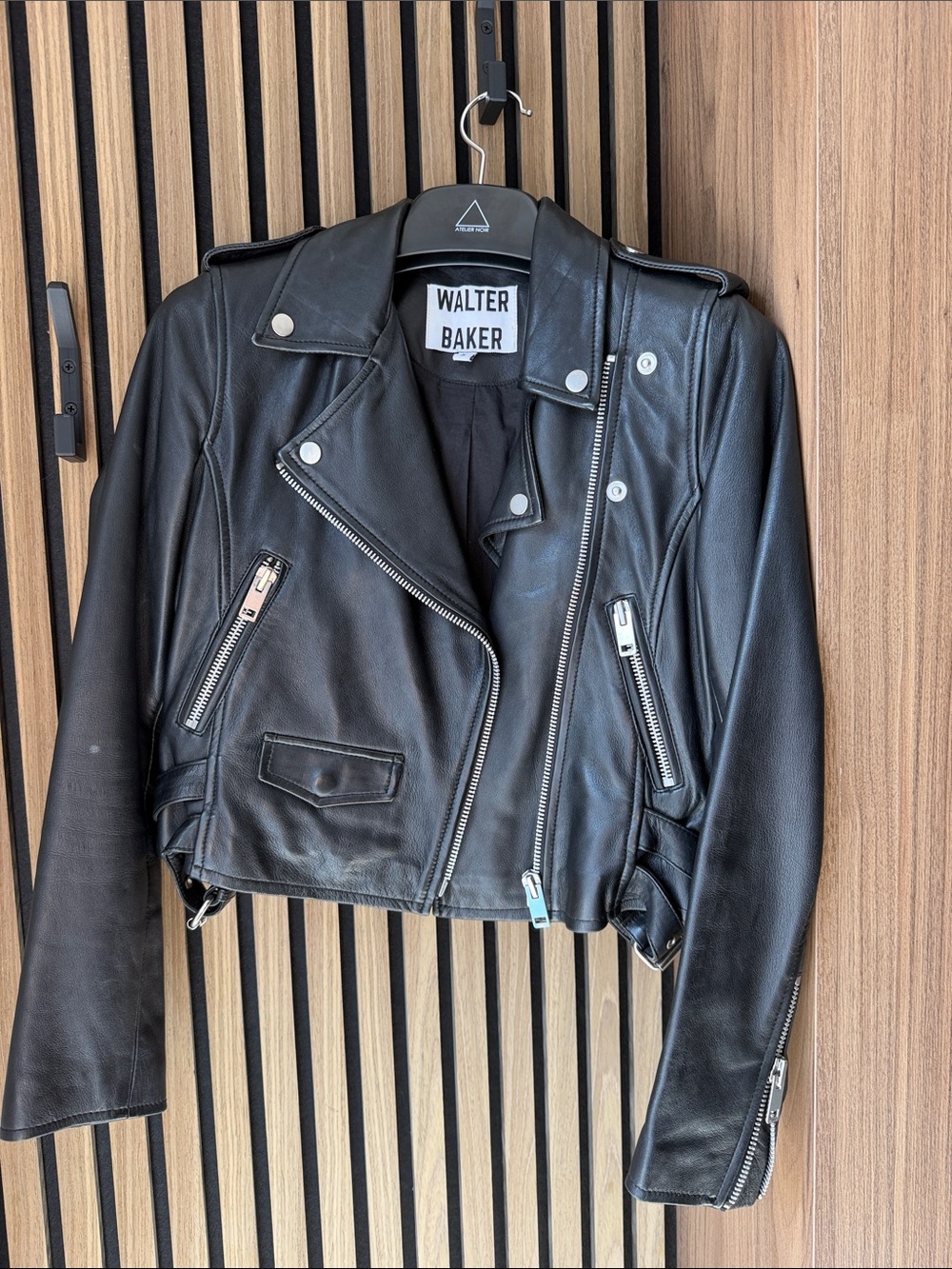 Never worn 💕💕Walter Baker Black Cropped Leather Moto Jacket with Silver Hardware